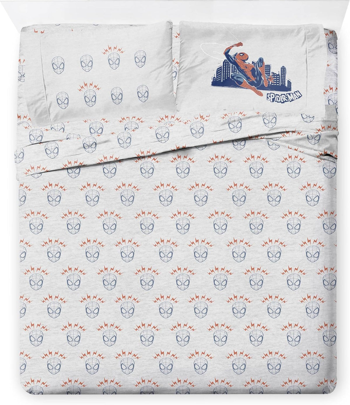 Marvel Spiderman Full Comforter Set 7 Piece Bedding for Boys, Blue