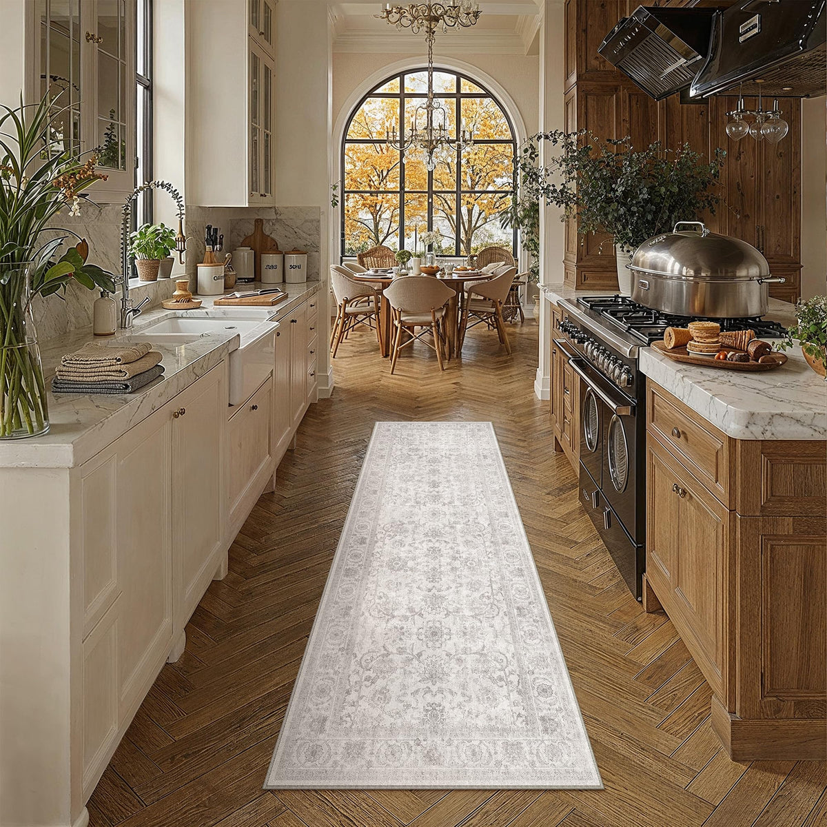 PureCozy 5x7 Beige Area Rug for Living Room Vintage Distressed