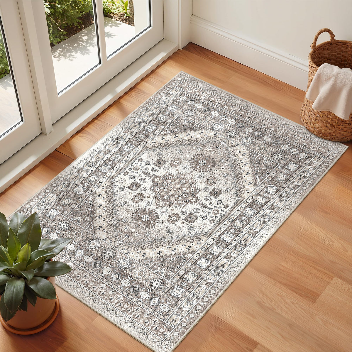 zesthome 5x7 Area Rugs for Living Room,Large Washable Rug,Orange