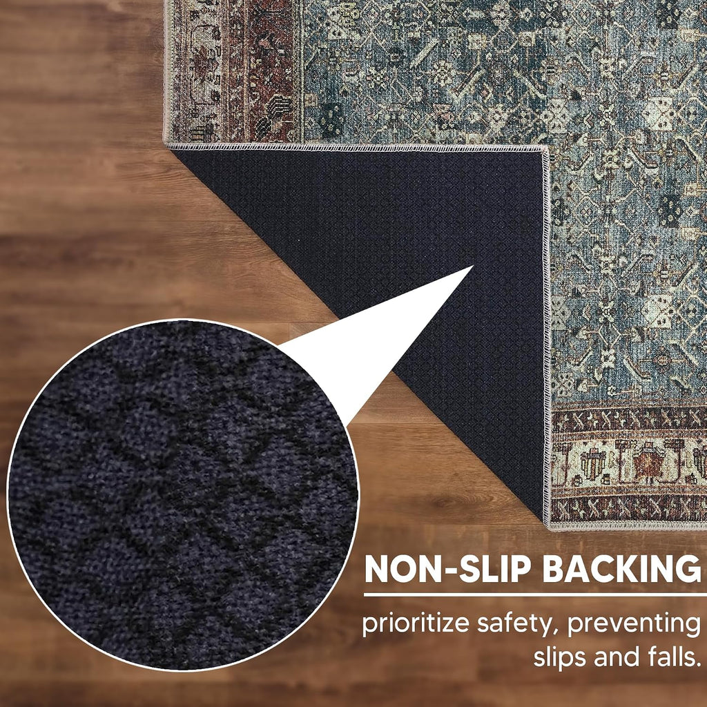 Keen Home Design Vintage Washable Entryway Rug, Non-Slip Low Pile, 3x5