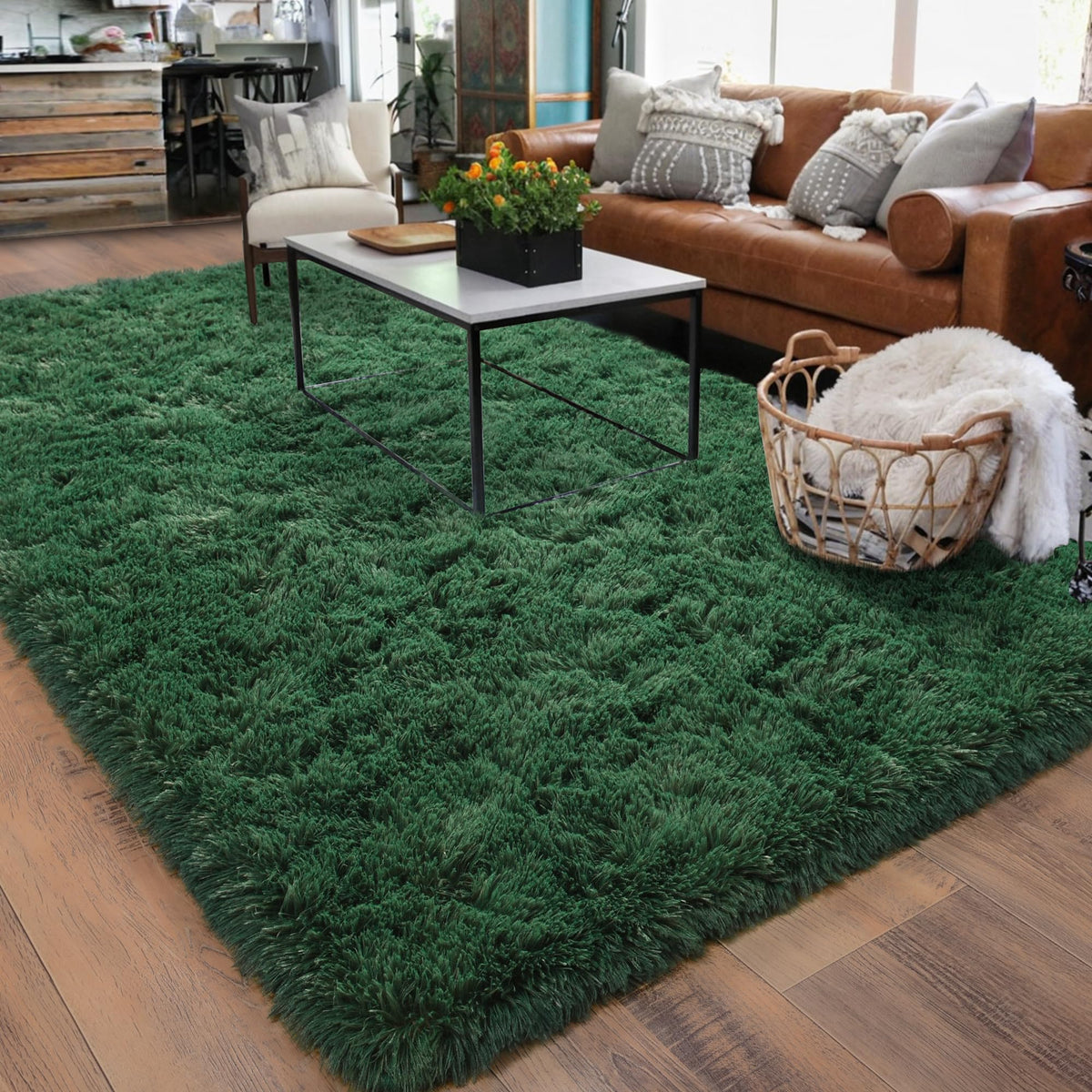 Black Rug for Bedroom, Soft Shaggy Modern Shag 4x6 Area Rugs for Living Room, Upgrade Non-Slip Plush Fluffy Carpet for Kids Boys Girls Room Dorm Home Decor Aesthetic