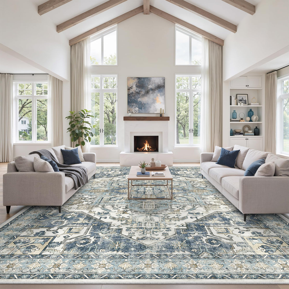 zesthome 5x7 Area Rugs for Living Room,Large Washable Rug,Orange