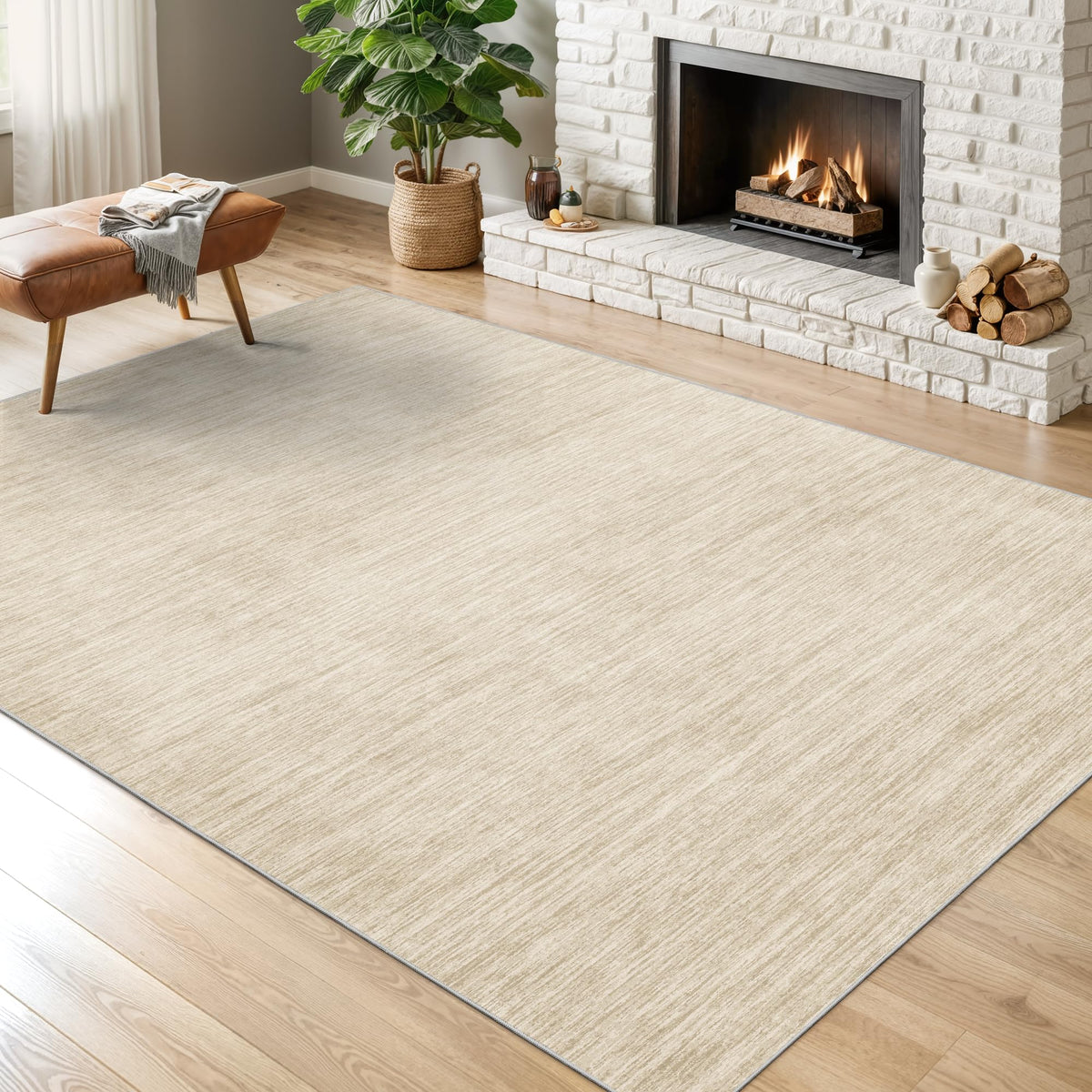 Valenrug Beige 8x10 Area Rugs for Living Room, Large Washable Rug Non Slip