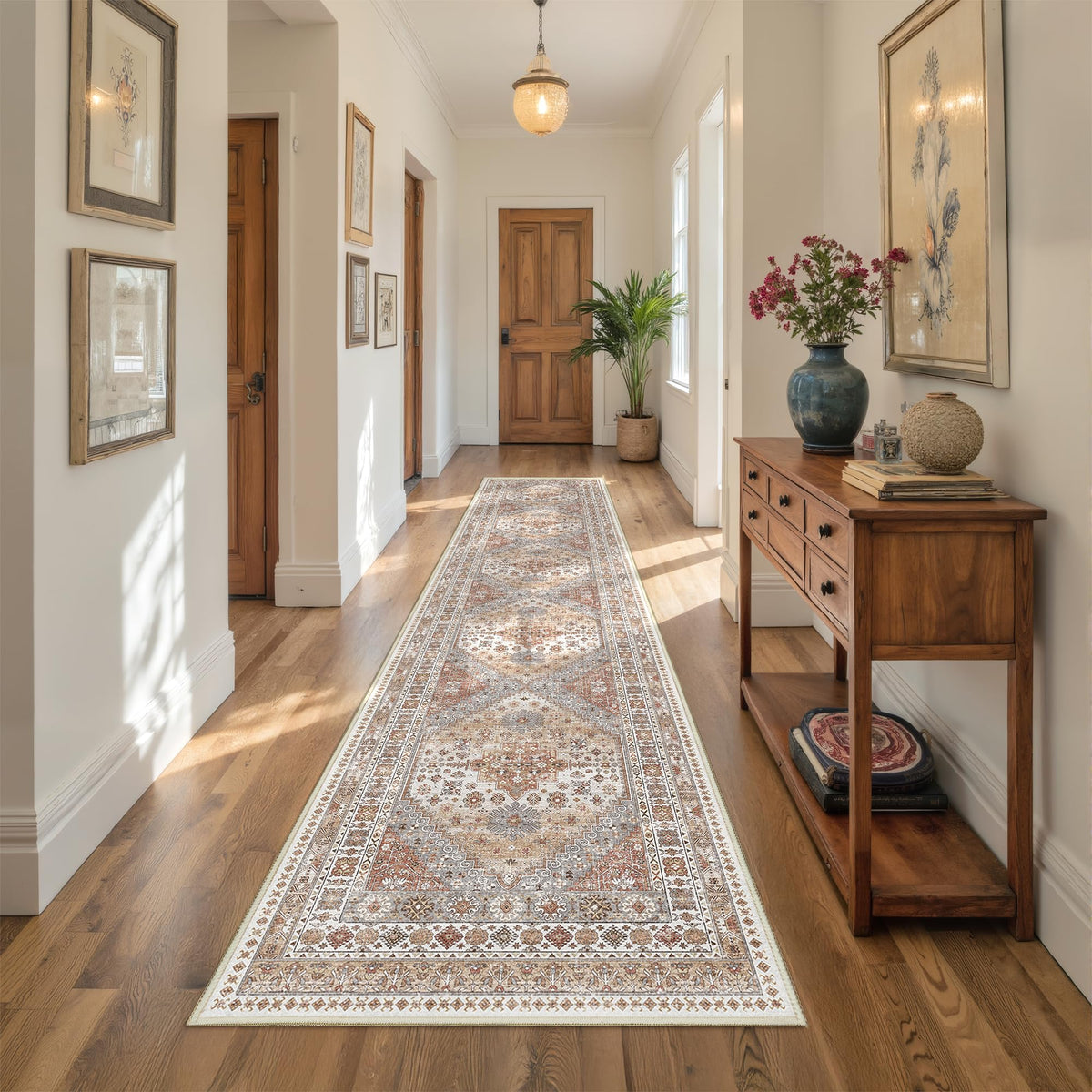 4x6 Area Rugs for Living Room, Non Slip Rugs for Bedroom, Beige