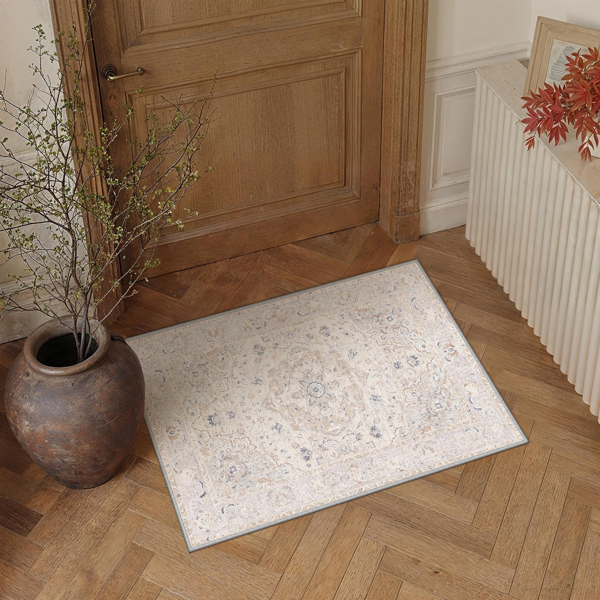 8x10 Beige Area Rug Vintage Carpet