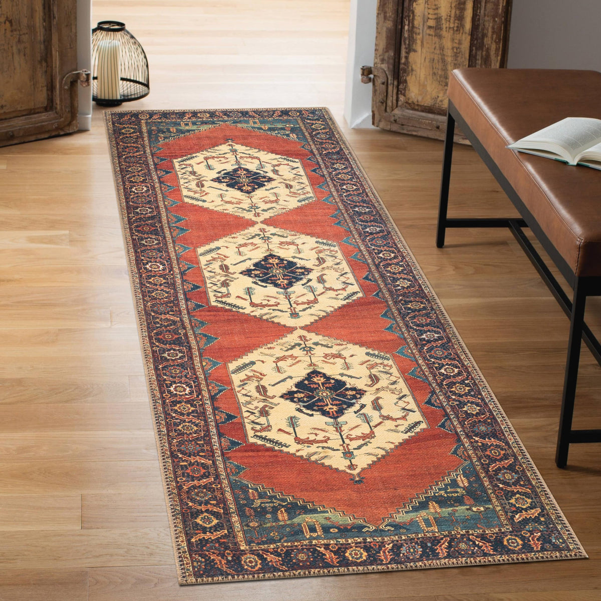 Keen Home Design Vintage Washable Entryway Rug, Non-Slip Low Pile, 3x5