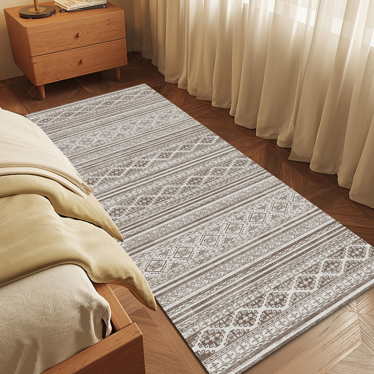 RUGSURE Washable Area Rug - 1/6 Thick - Stain & Water Resistant Non-Slip - Resistant Rug for Living Room, Bedroom, Nursery, Pet & Child Friendly, Vintage Charm Area Rugs (Grey+LightTeal, 3' x 5 ')