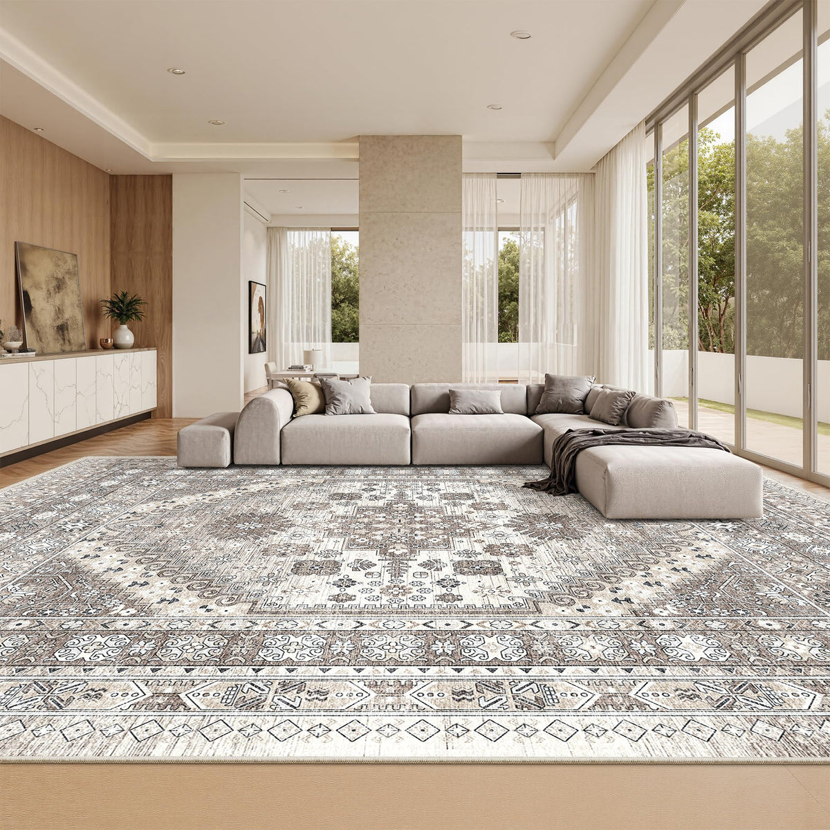 zesthome 5x7 Area Rugs for Living Room,Large Washable Rug,Orange