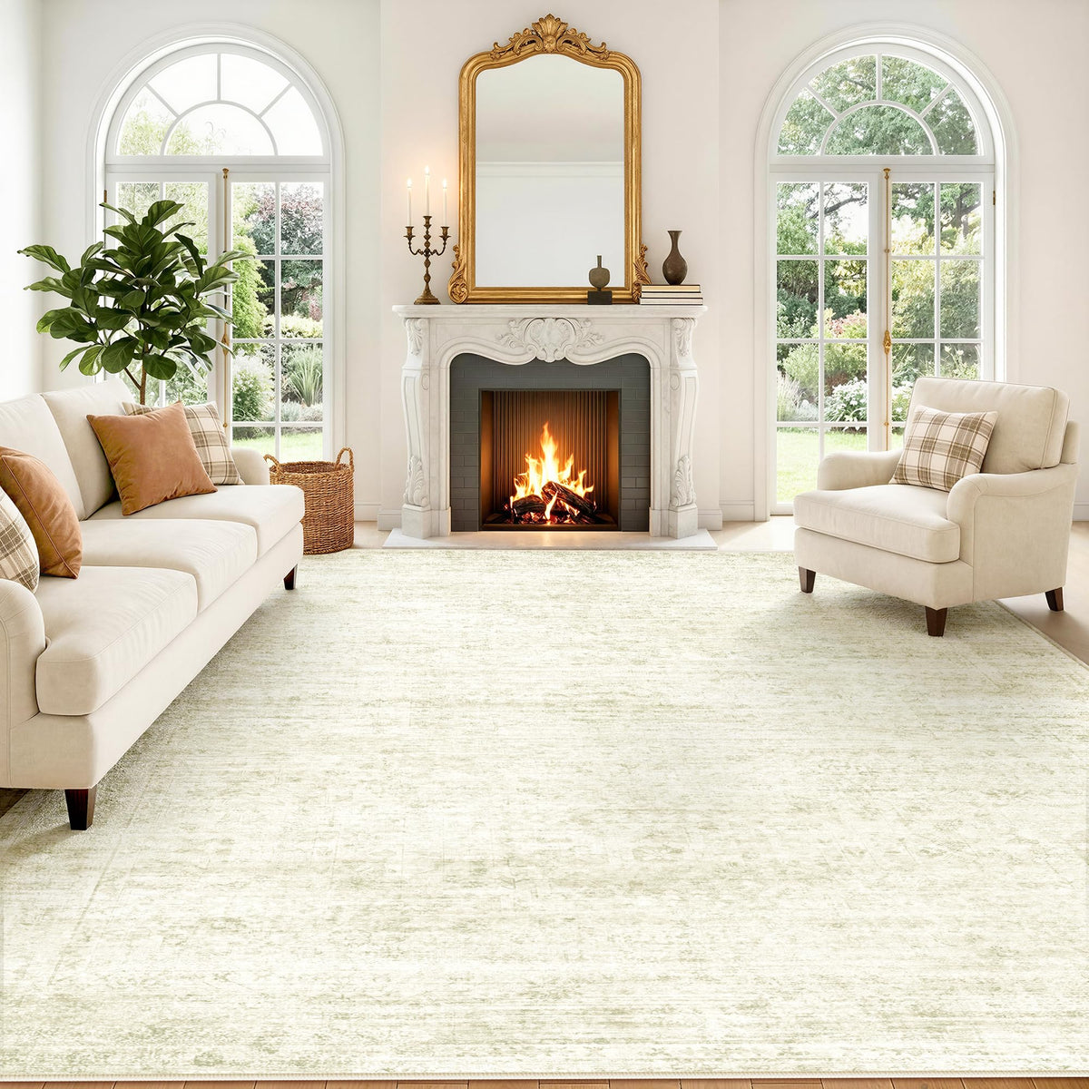 LIVELYGLOW 5x7 Washable Abstract Area Rug, Small Indoor Bedroom Dorm Rug