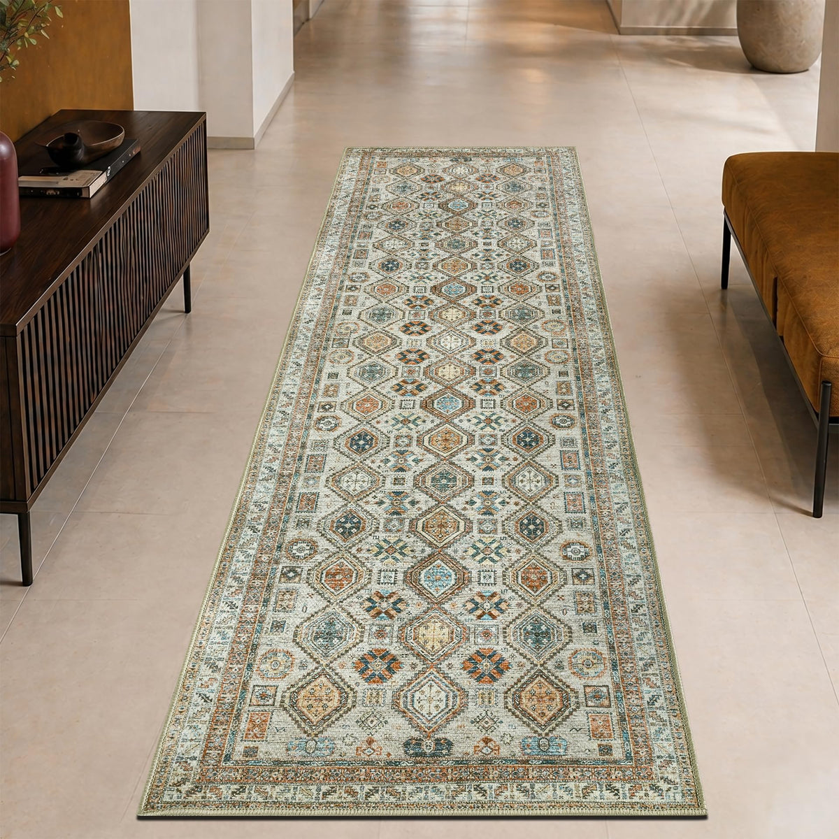 Keen Home Design Vintage Washable Area Rug, Non-Slip Low Pile, 5x7