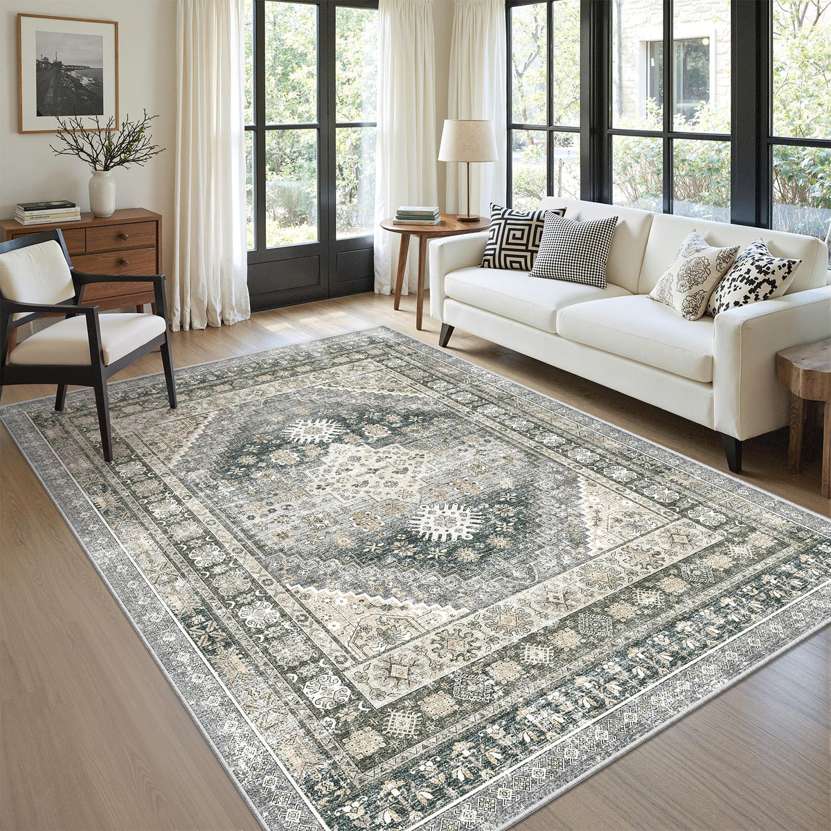 zesthome 5x7 Area Rugs for Living Room,Large Washable Rug,Orange