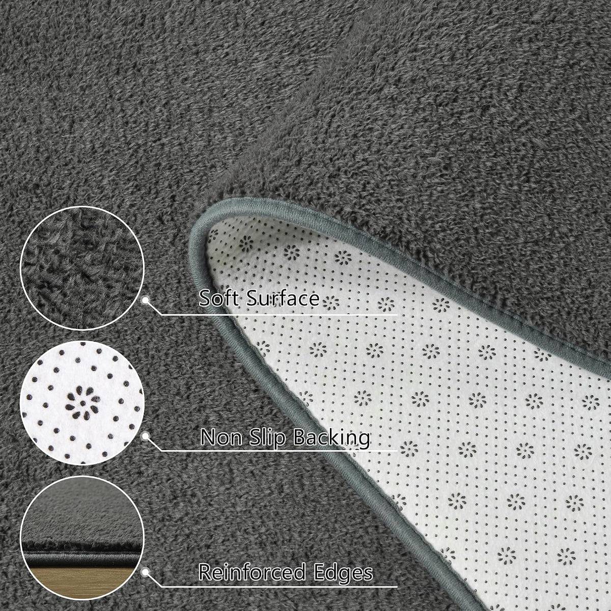Foxmas 4x6 Dark Grey Modern Minimalist Area Rugs