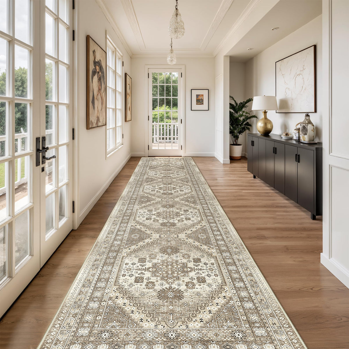 4x6 Area Rugs for Living Room, Non Slip Rugs for Bedroom, Beige