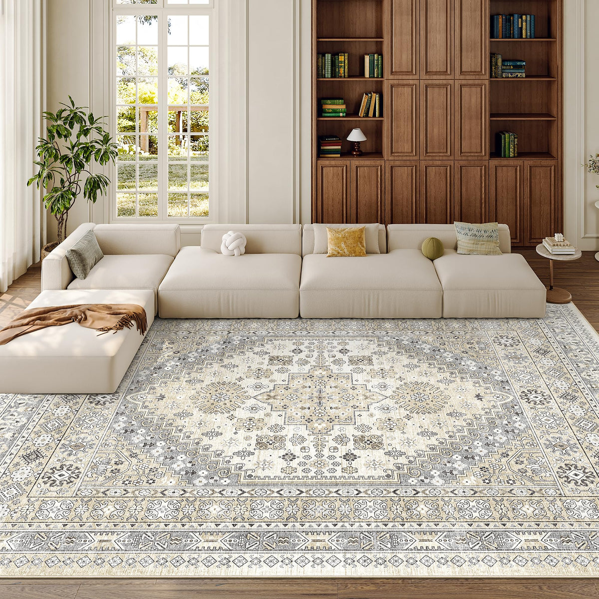 zesthome 5x7 Area Rugs for Living Room,Large Washable Rug,Orange