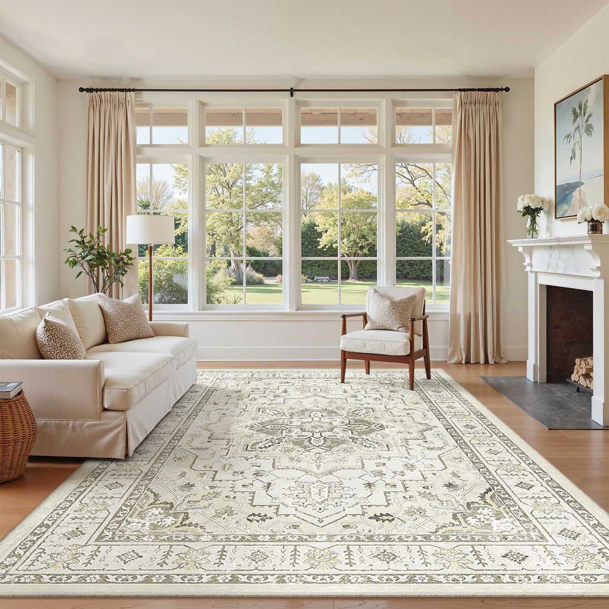 zesthome 5x7 Area Rugs for Living Room,Large Washable Rug,Orange