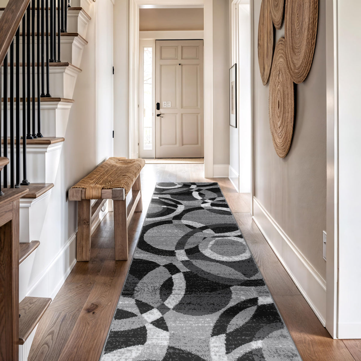 Rugshop Overlapping Circles Modern Geometric Area Rug Red 7'10" x 10'2"