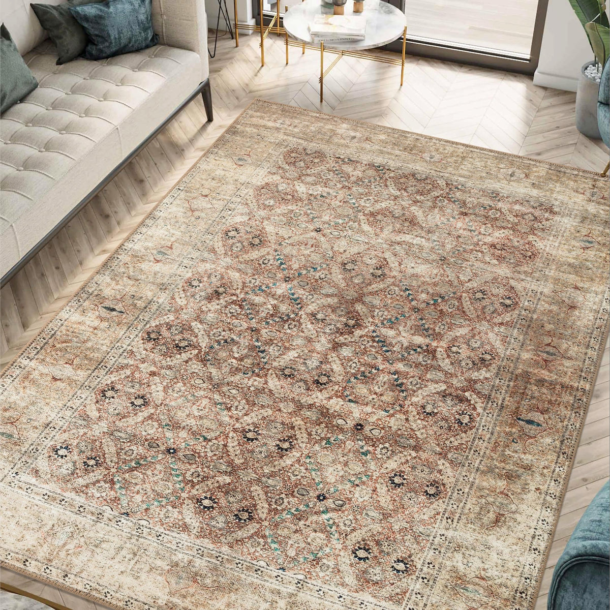 Keen Home Design Vintage Washable Entryway Rug, Non-Slip Low Pile, 3x5
