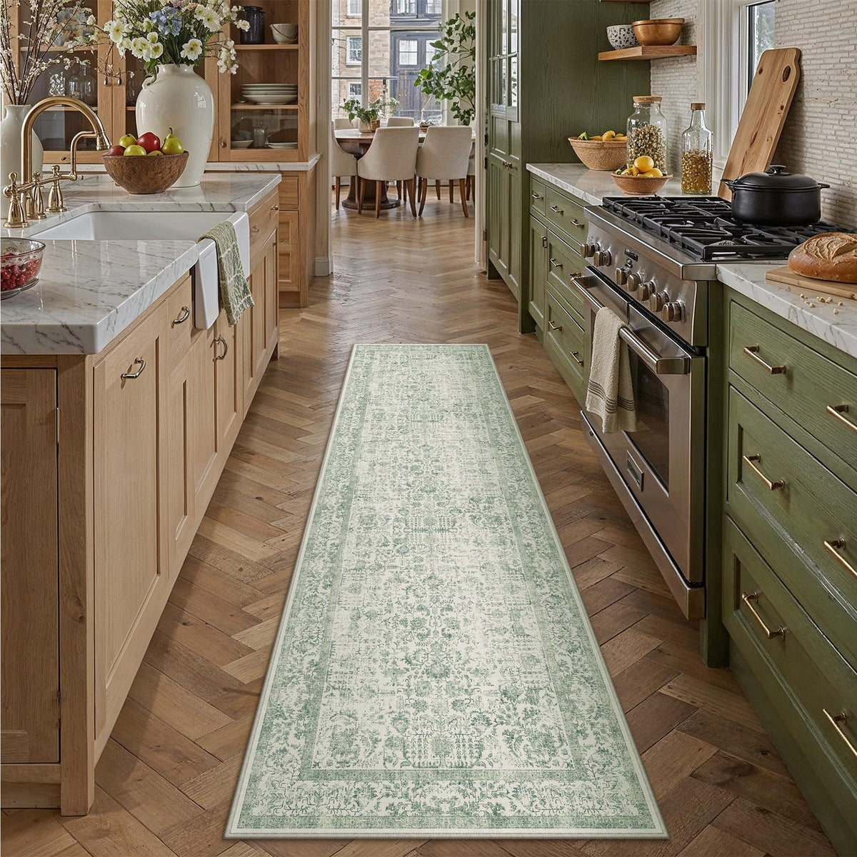 PureCozy Beige Area Rug 5x7 Vintage Farmhouse Floral