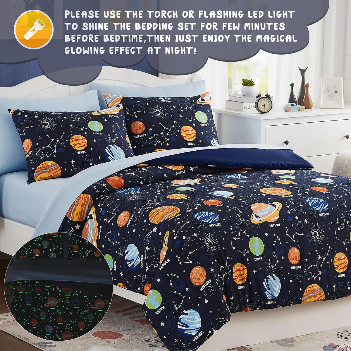 Twin Bedding Sets for Boys - 5 Pieces Space Bedding Twin Comforter Set