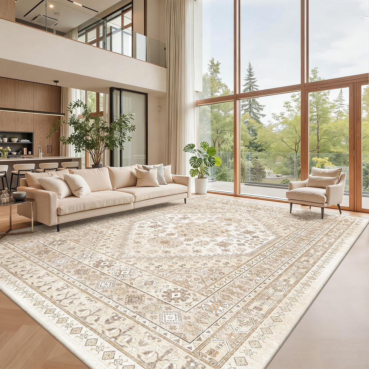 zesthome 5x7 Area Rugs for Living Room,Large Washable Rug,Orange