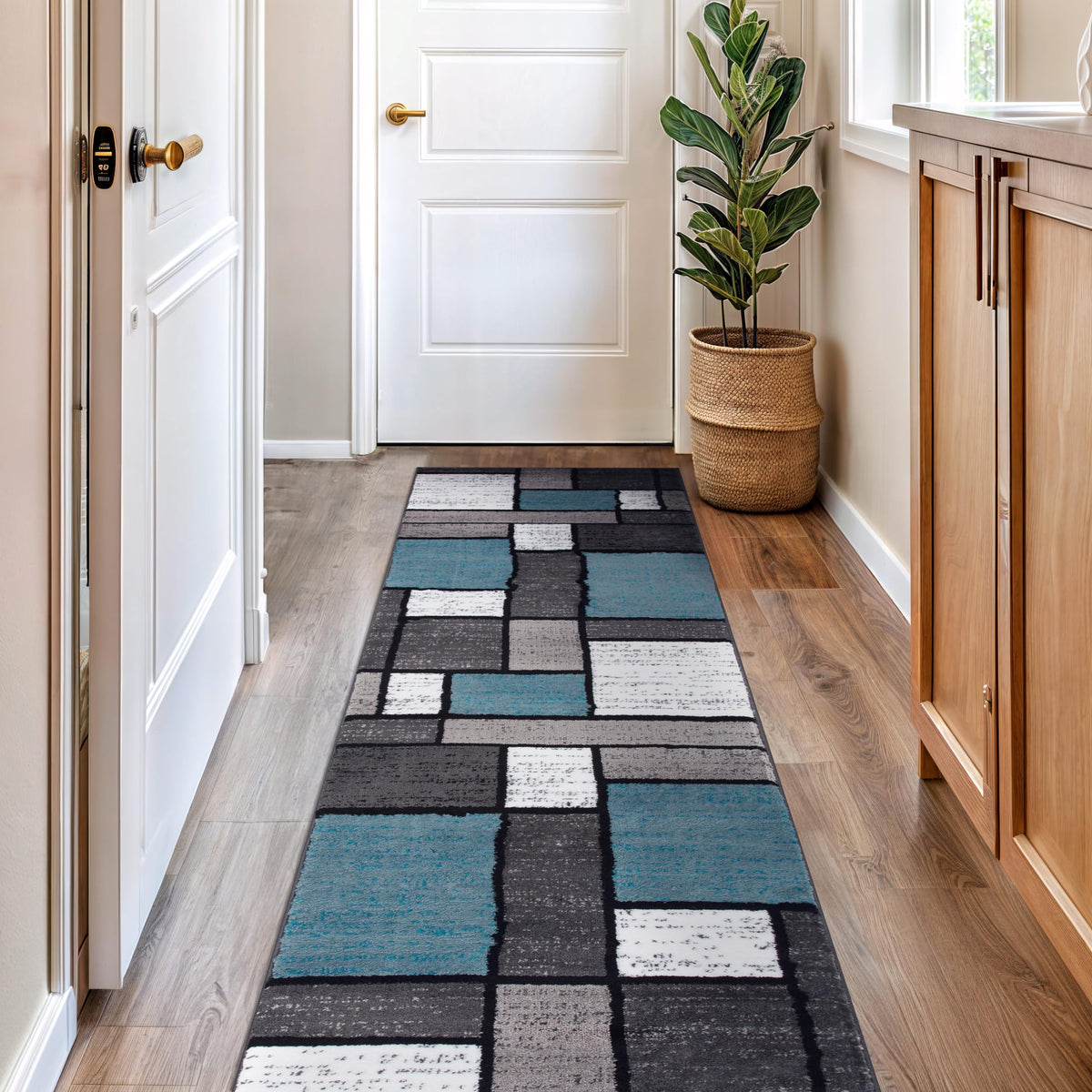 Rugshop Modern Boxes Contemporary Non-Shedding Area Rug Gray 5'3" x 7'3"