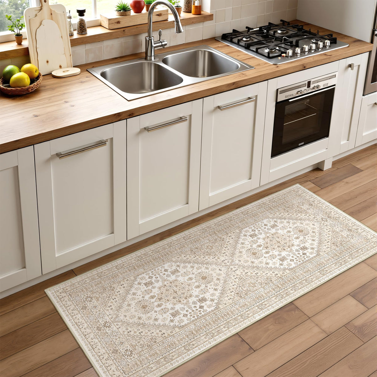 4x6 Area Rugs for Living Room, Non Slip Rugs for Bedroom, Beige