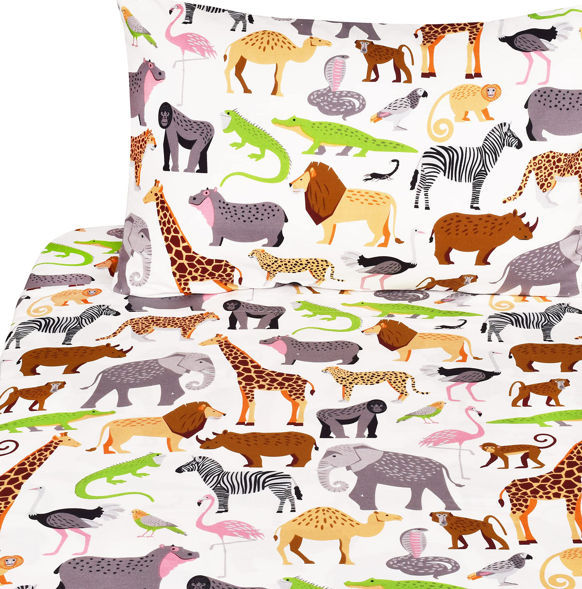 J-pinno Dinosaur Construction Work Digger Cars Vehicle Cute Cozy Fun Full Sheet Set for Kids Girls Children 100% Cotton Flat Sheet + Fitted Sheet + Piillowcase Bedding Set (Dinosaur, Full)
