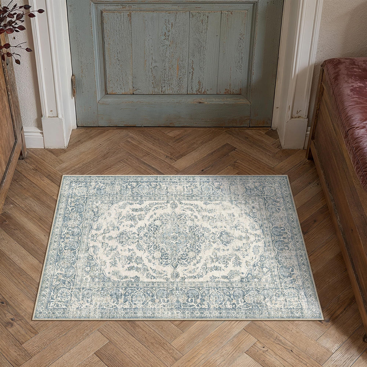 PureCozy 5x7 Beige Area Rug for Living Room Vintage Distressed