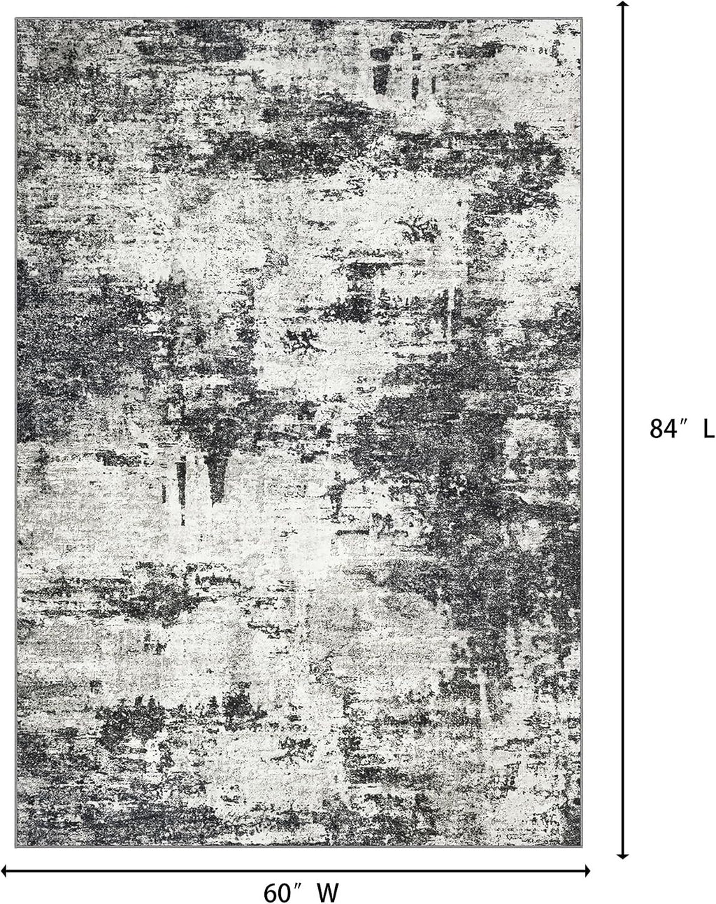 Tosuoka 5x7 Area Rugs for Living Room Abstract Washable Black Rug