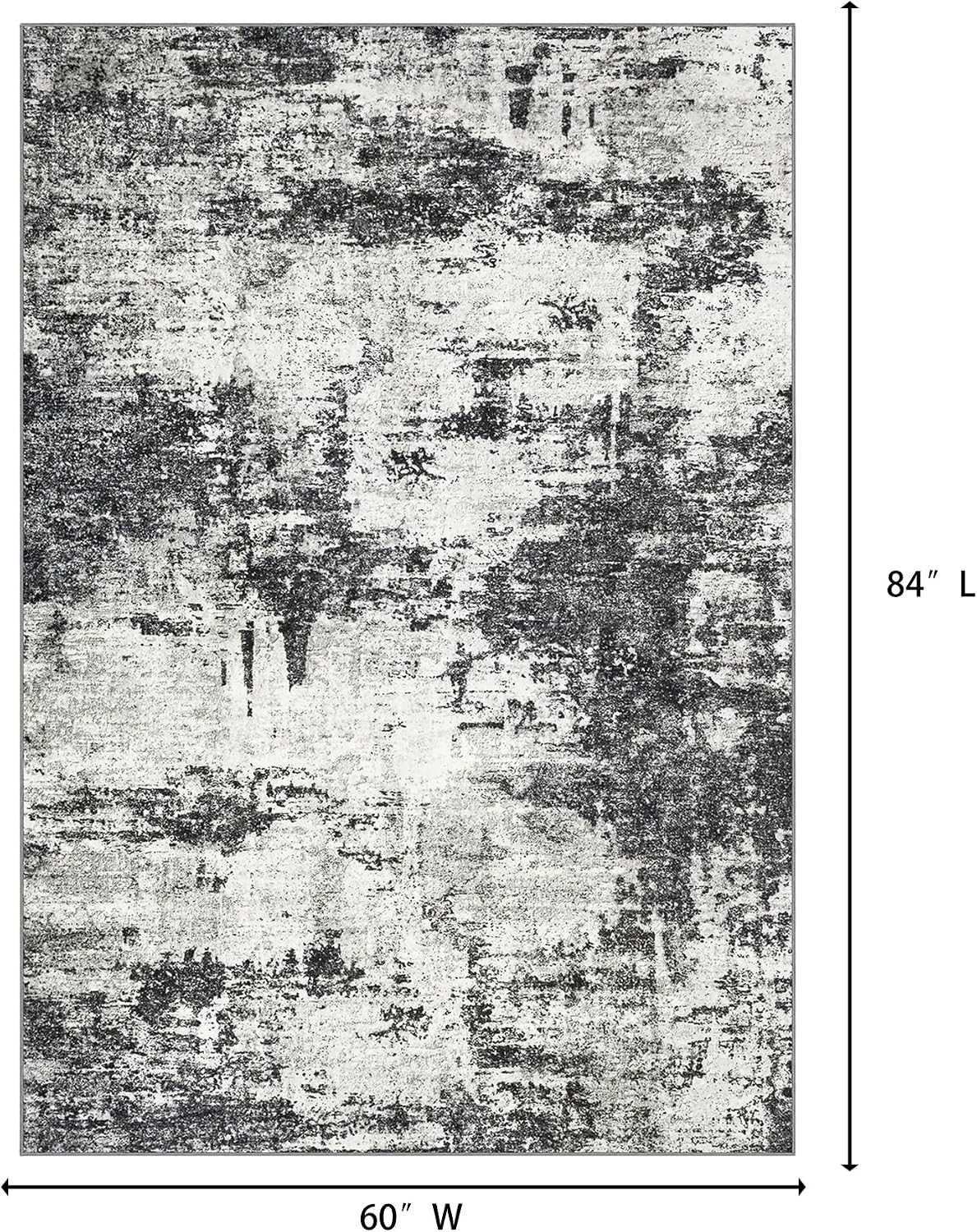 Tosuoka 5x7 Area Rugs for Living Room Abstract Washable Black Rug
