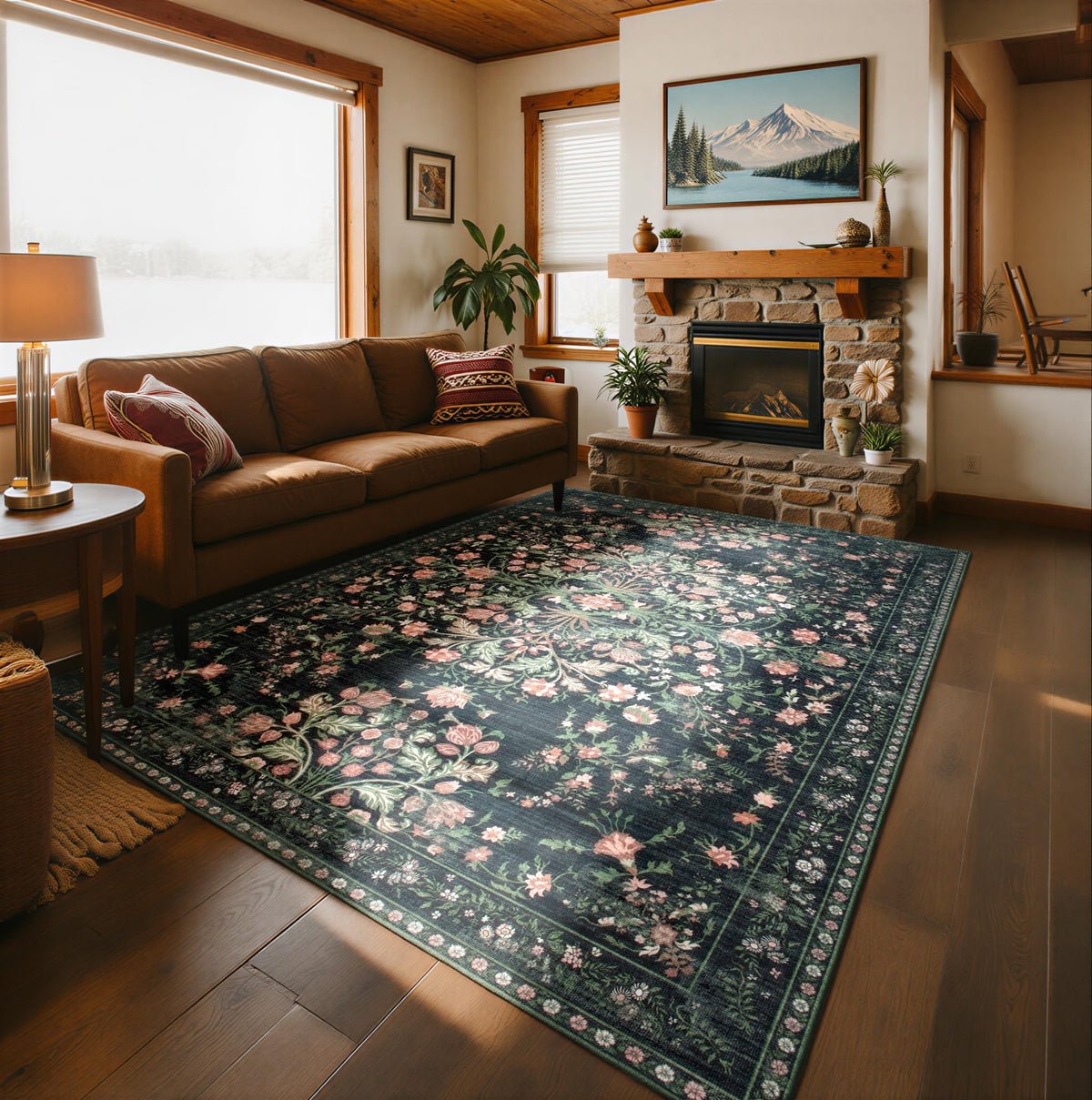 Washable Rugs 8x10 Area Rugs for Living Room,Ultra Soft Faux Wool Retro Carpets,Non Slip Backing,Durable Edge Binding,Stain Resistant,The Large Carpet for Bed Room,Dining Room,Office Decor