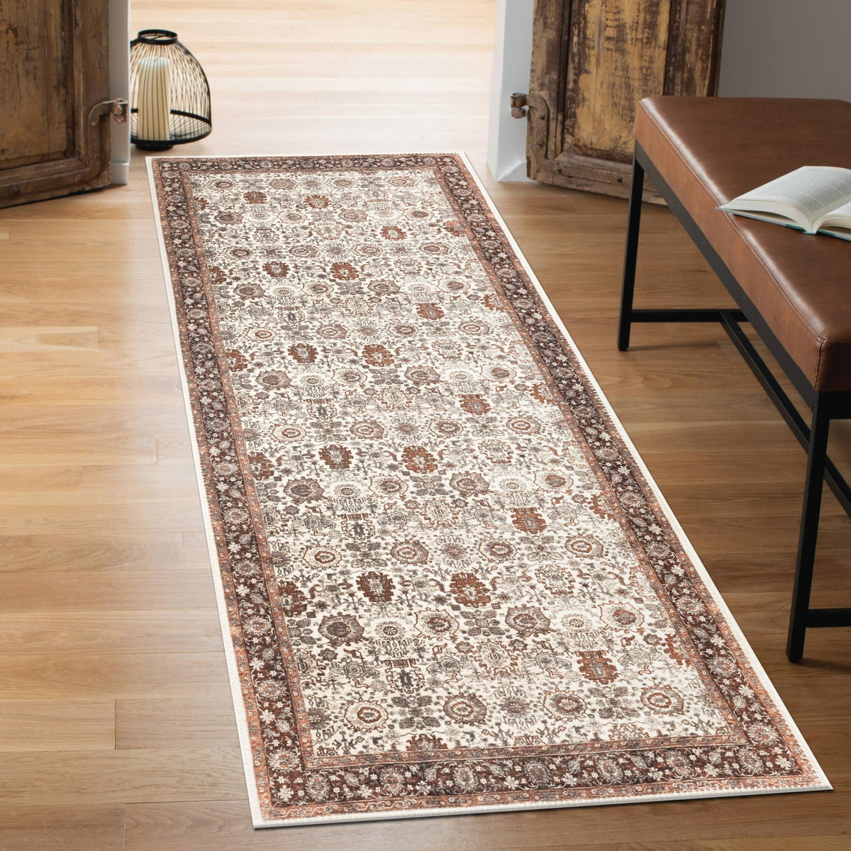 Keen Home Design Vintage Washable Entryway Rug, Non-Slip Low Pile, 3x5