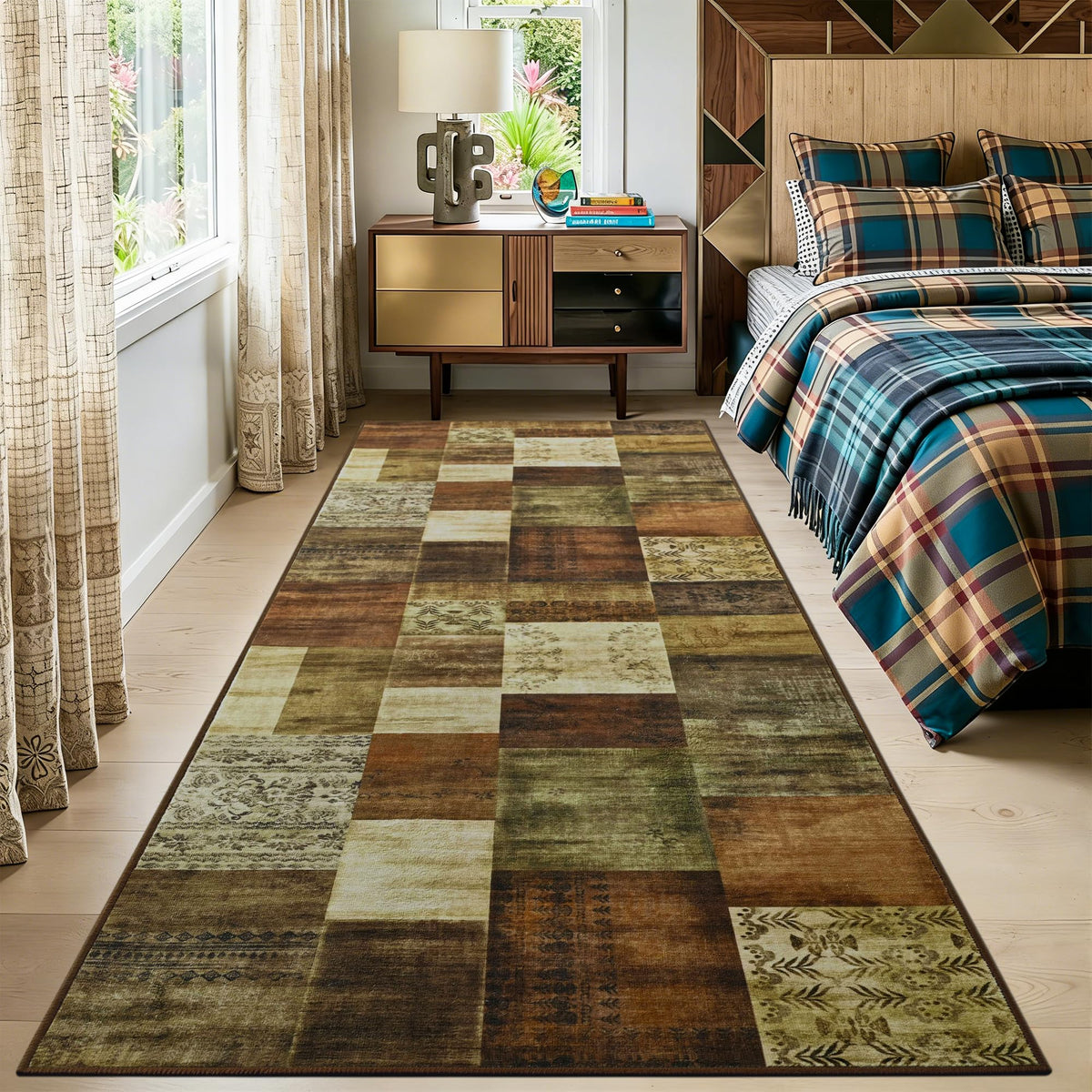 Tepook 4x6 Area Rugs for Living Room, Washable Large Geometric Bedroom Rug