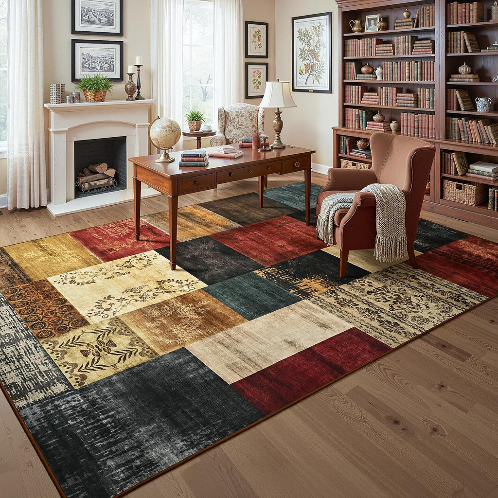 Tepook 4x6 Area Rugs for Living Room, Washable Large Geometric Bedroom Rug