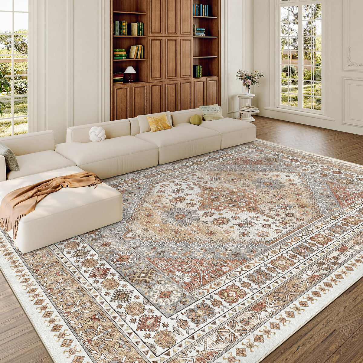 zesthome 5x7 Area Rugs for Living Room,Large Washable Rug,Orange