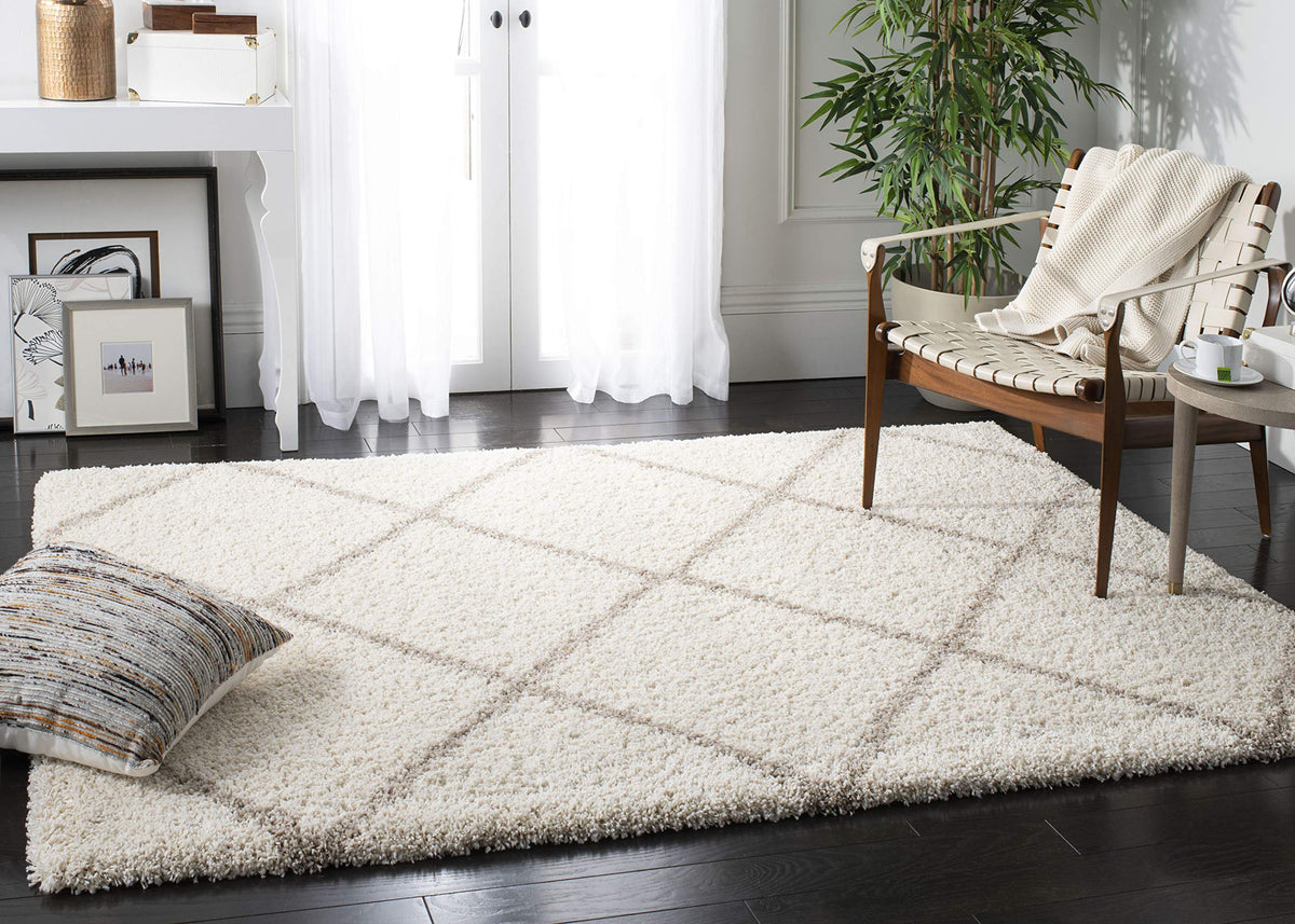 SAFAVIEH Hudson Shag Accent Rug 3'x5', Soft Plush Grey & Beige SGH281J