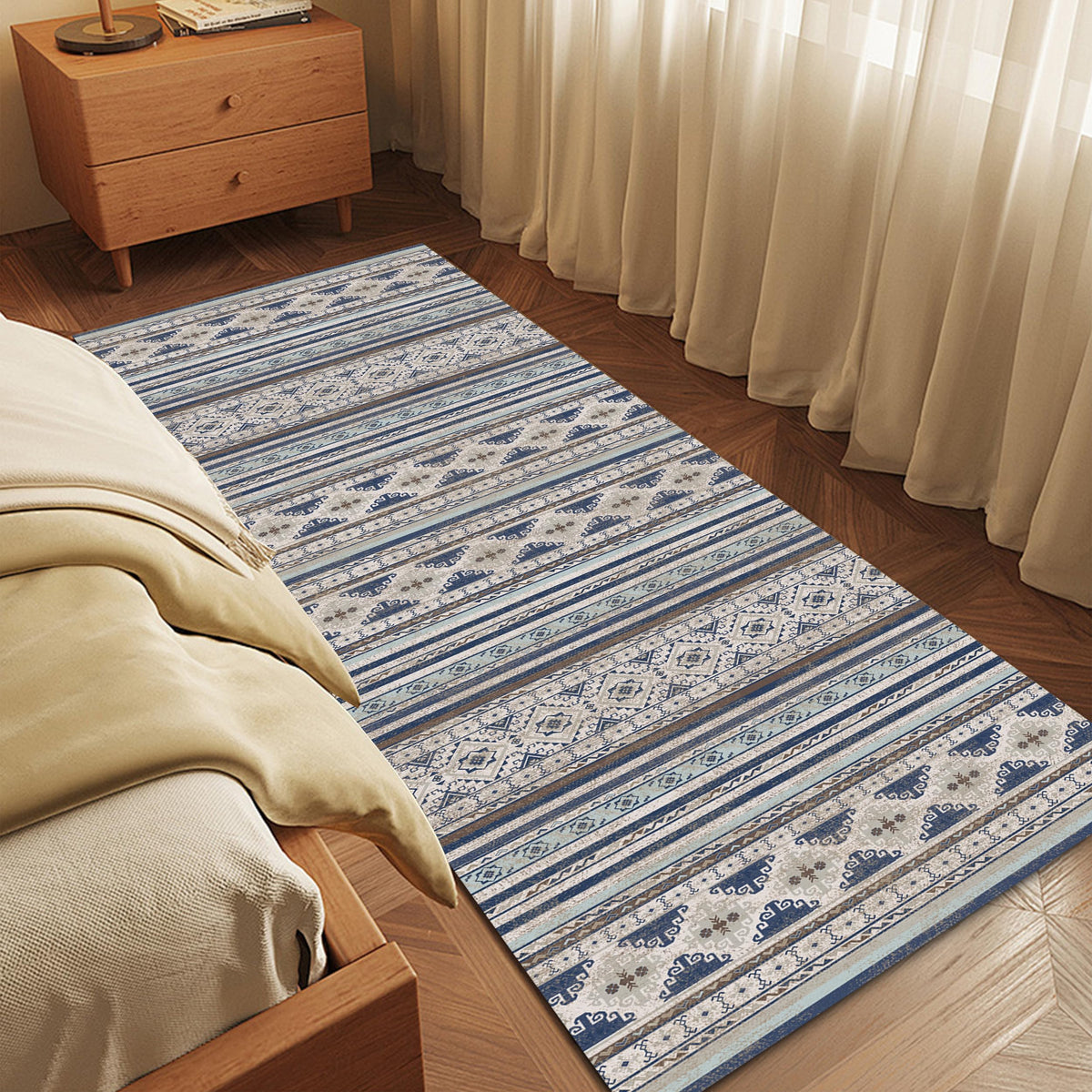 RUGSURE Washable Area Rug - 1/6 Thick - Stain & Water Resistant Non-Slip - Resistant Rug for Living Room, Bedroom, Nursery, Pet & Child Friendly, Vintage Charm Area Rugs (Grey+LightTeal, 3' x 5 ')