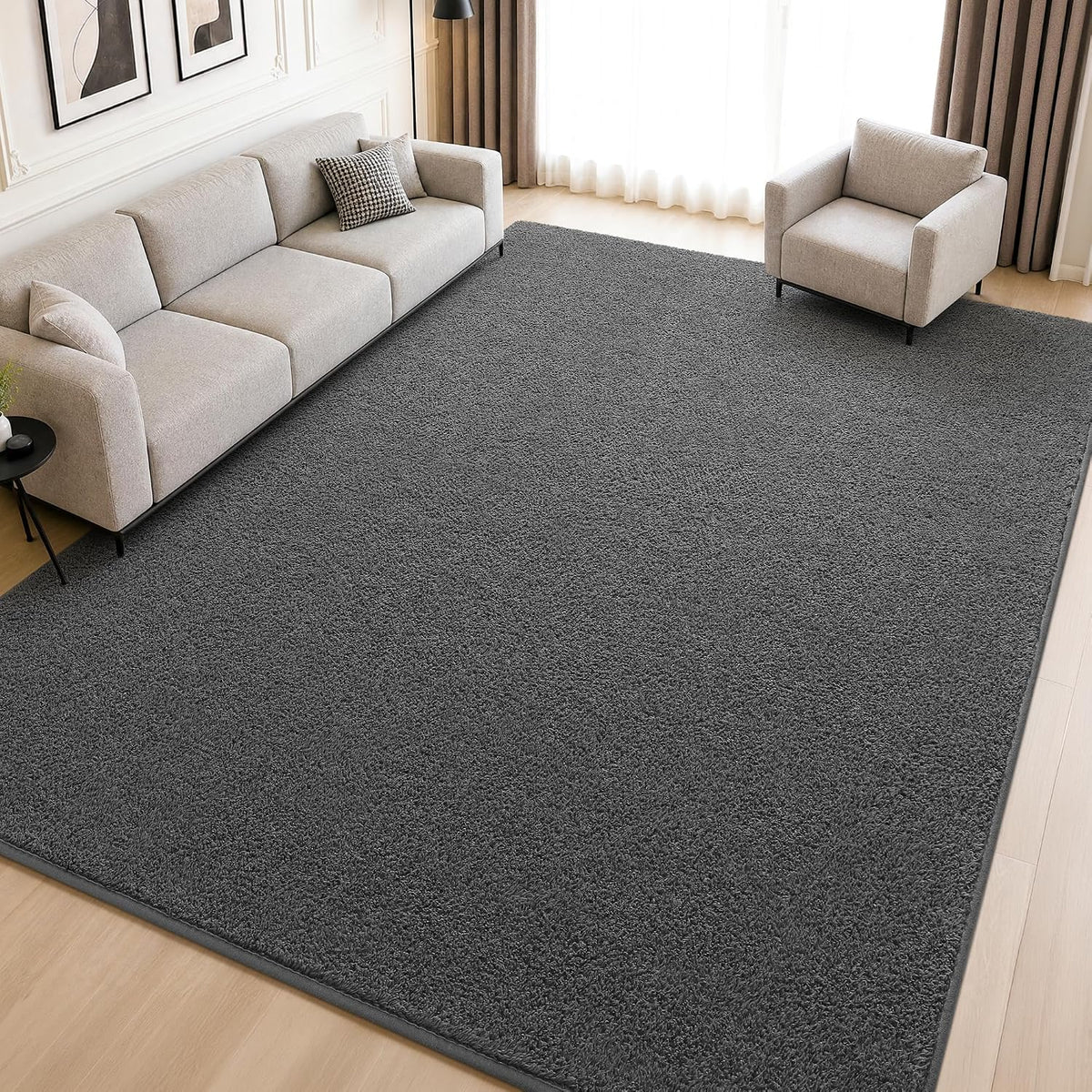 Foxmas 4x6 Dark Grey Modern Minimalist Area Rugs