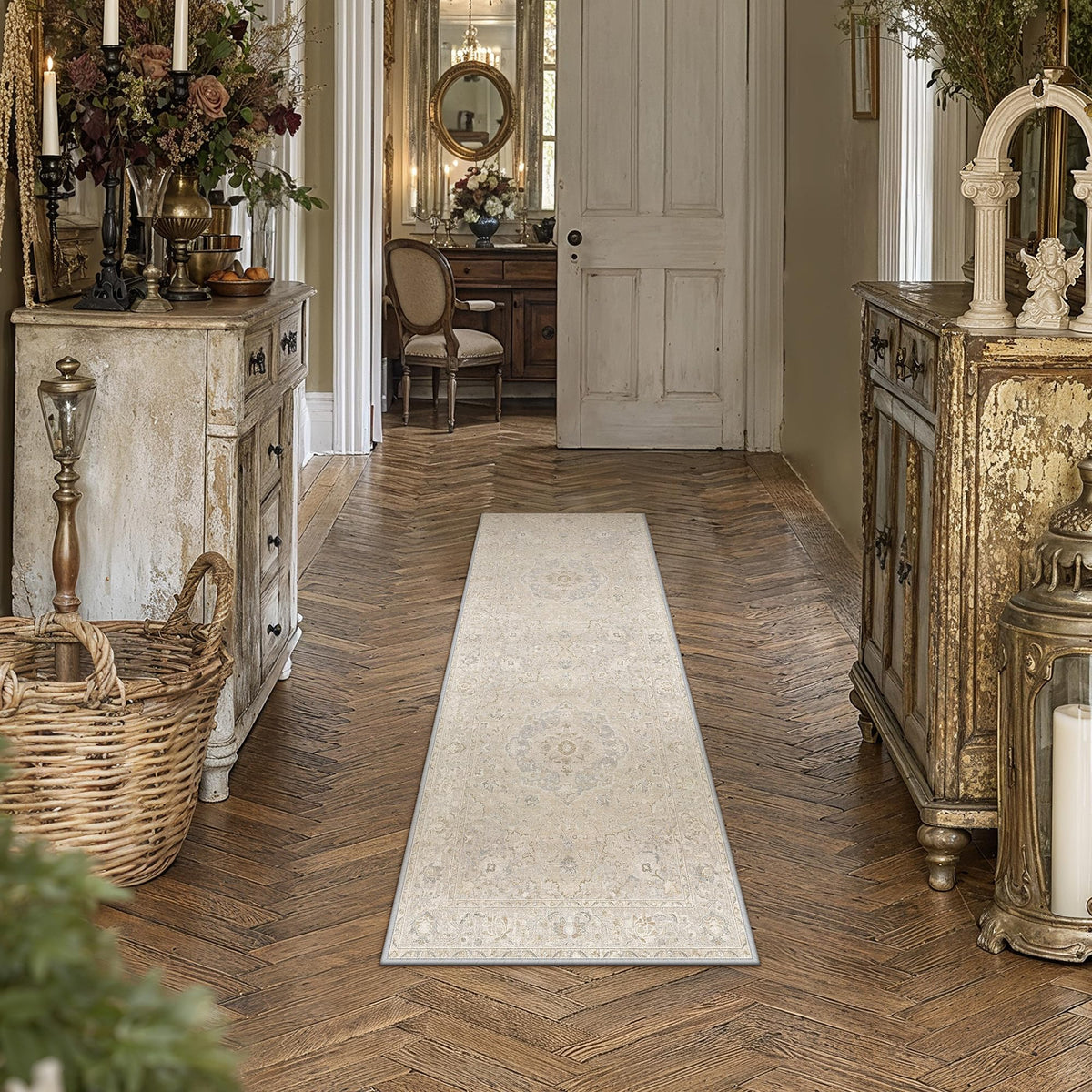 8x10 Beige Area Rug Vintage Carpet