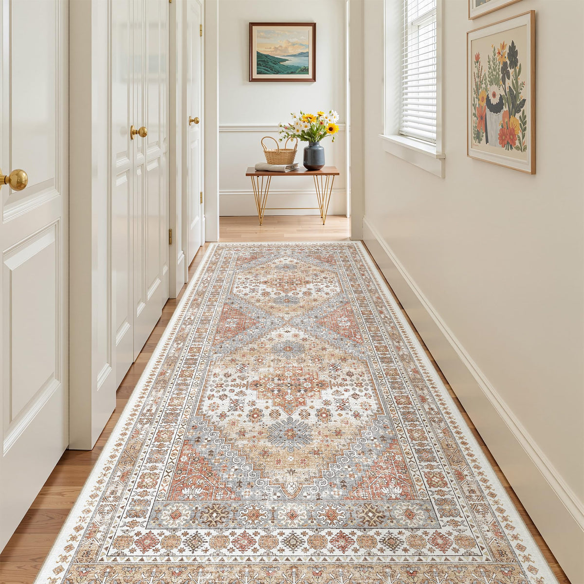 4x6 Area Rugs for Living Room, Non Slip Rugs for Bedroom, Beige