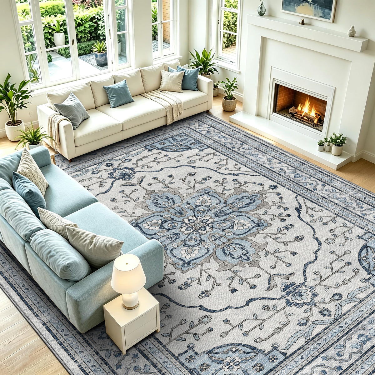 YARNSCAPE 2' x 3' Machine Washable Area Rug, Non-Slip Low-Pile Carpet