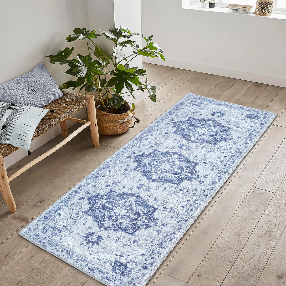 Bloom Rugs Washable Non-Slip 8' x 10' Rug - Gray/Charcoal/Blue Modern Abstract Area Rug for Living Room, Bedroom, Dining Room, and Kitchen - Exact Size: 8' x 10'