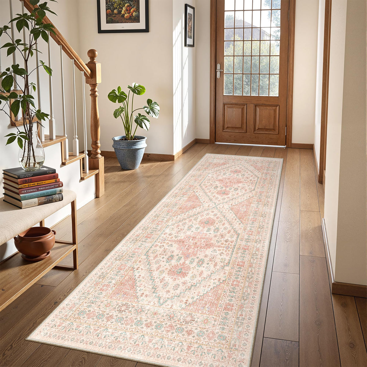 4x6 Area Rugs for Living Room, Non Slip Rugs for Bedroom, Beige