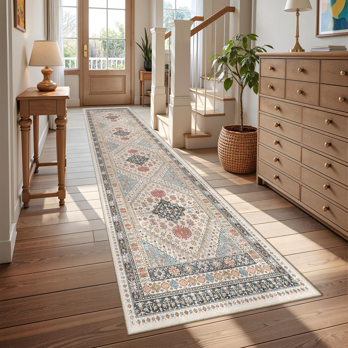 4x6 Area Rugs for Living Room, Non Slip Rugs for Bedroom, Beige