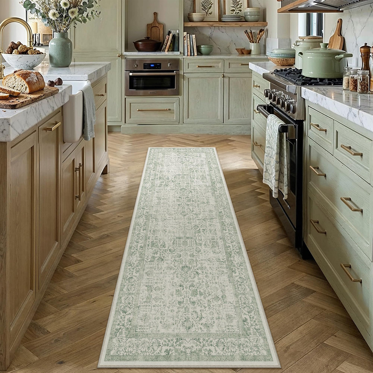 PureCozy Beige Area Rug 5x7 Vintage Farmhouse Floral