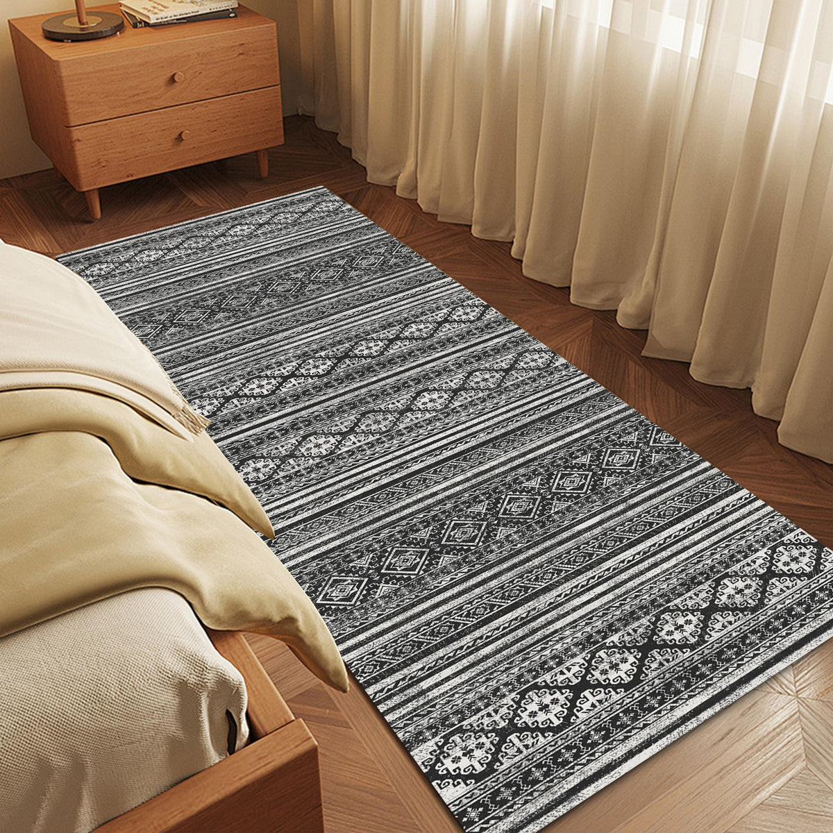 RUGSURE Washable Area Rug - 1/6 Thick - Stain & Water Resistant Non-Slip - Resistant Rug for Living Room, Bedroom, Nursery, Pet & Child Friendly, Vintage Charm Area Rugs (Grey+LightTeal, 3' x 5 ')