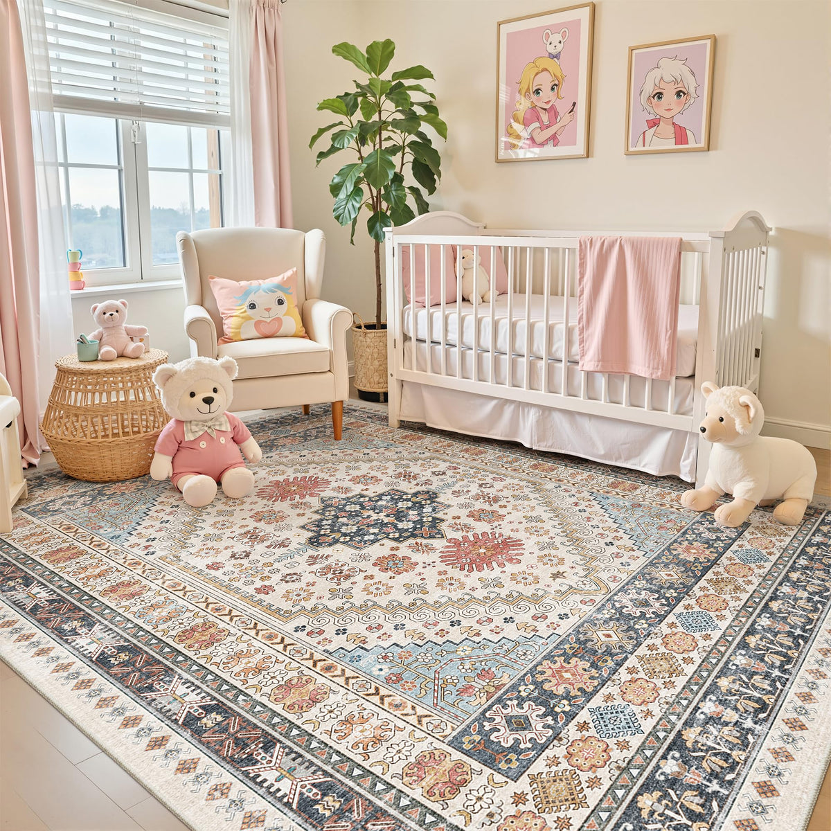 zesthome 5x7 Area Rugs for Living Room,Large Washable Rug,Orange