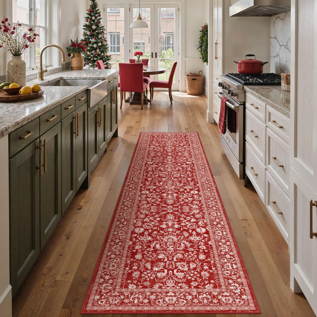 PureCozy Beige Area Rug 5x7 Vintage Farmhouse Floral