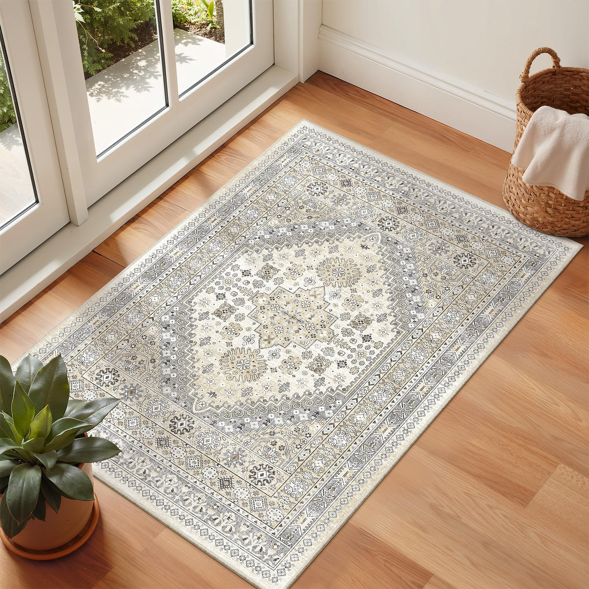 zesthome 5x7 Area Rugs for Living Room,Large Washable Rug,Orange