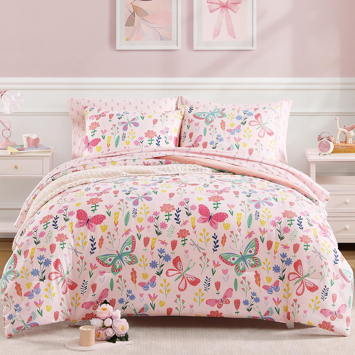 Twin Comforter Set for Girls - 5 Pieces Unicorn Bedding Twin Bed in a Bag